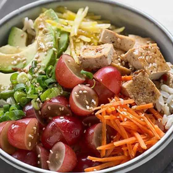 Vegetarian Poke Bowl With Grapes